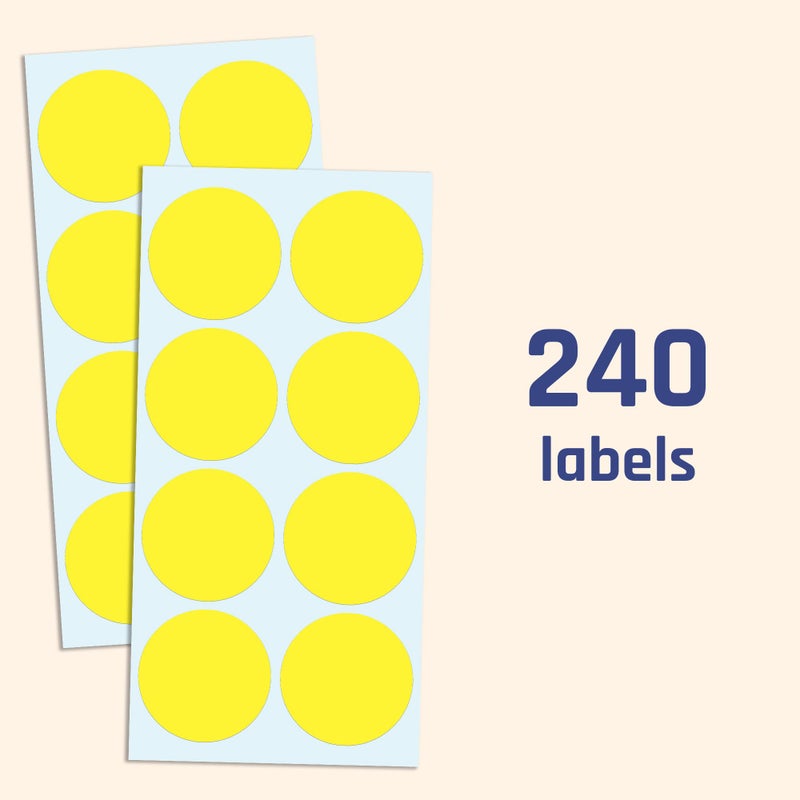 TownStix 2" Round Color Coding Circle Sticker Labels - Yellow, Pack of 240 - Image 4